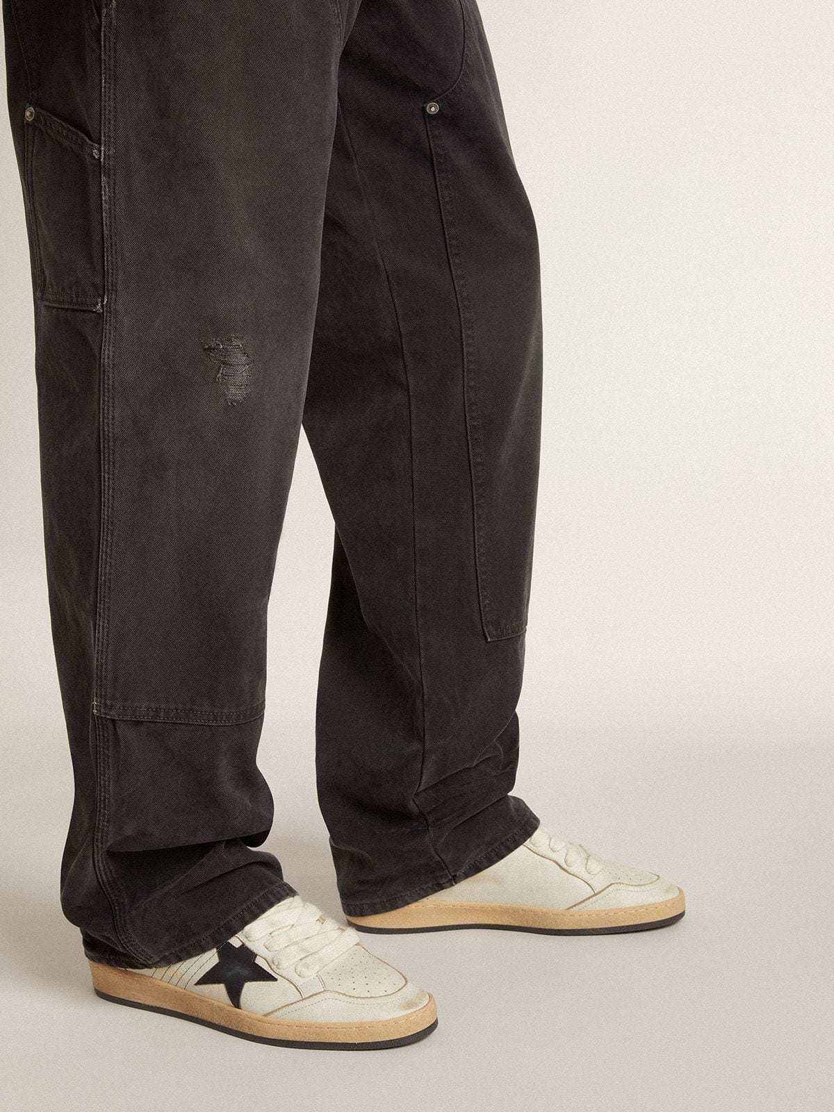 Golden Goose GGDB Men's Ball Star with black leather star and green leather heel tab