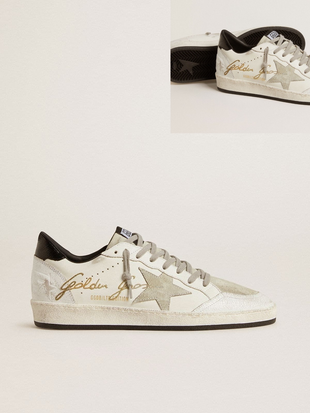 Golden Goose GGDB Men's Ball Star LTD with suede star and textured leather heel tab