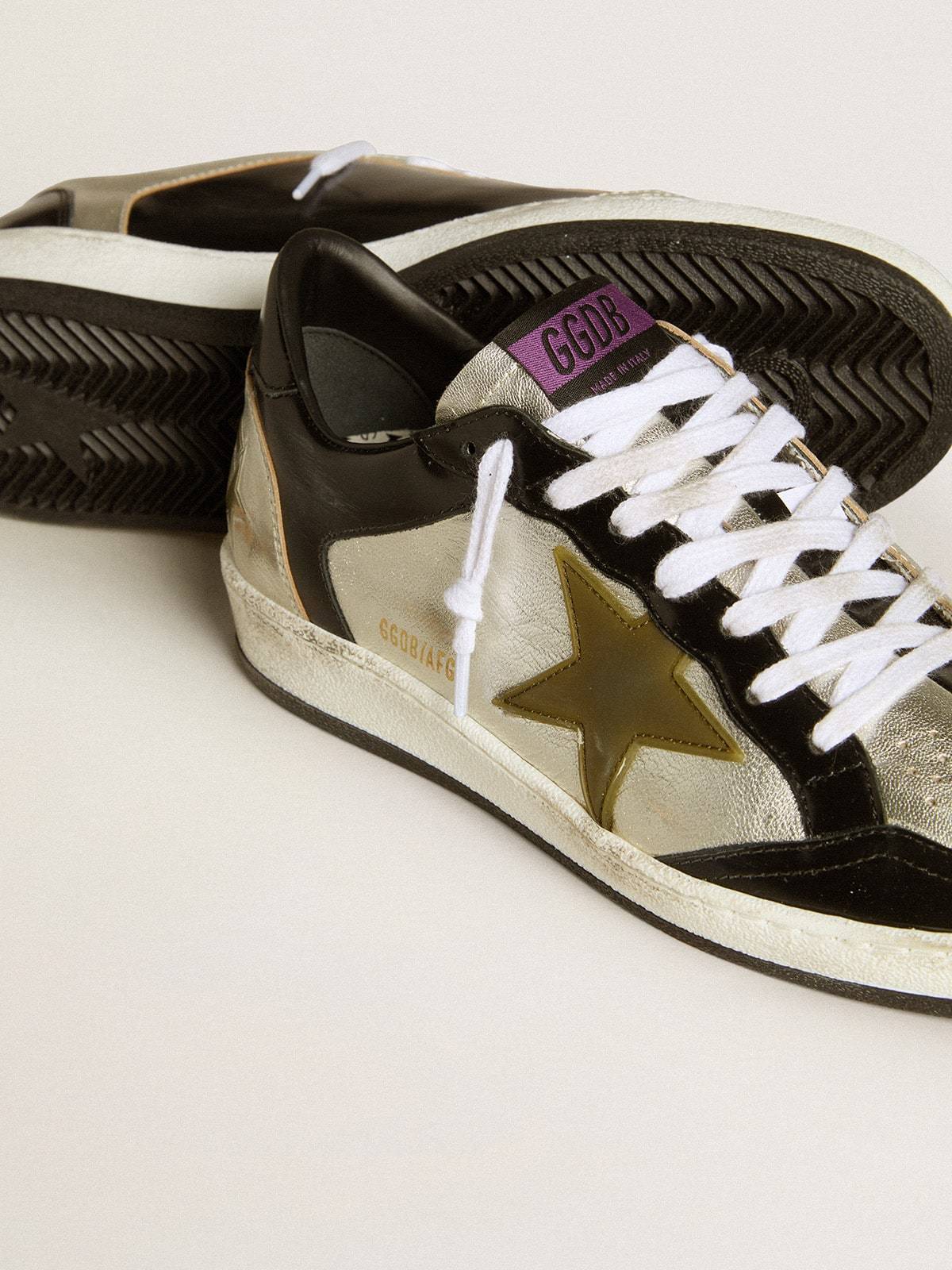 Golden Goose GGDB Women's Ball Star LAB in silver leather with brown leather star and black heel tab