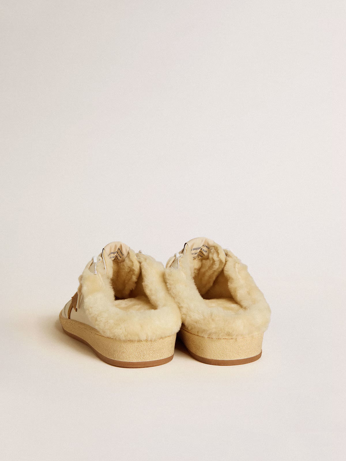 Golden Goose GGDB Ball Star Sabots in leather with suede star and beige shearling lining