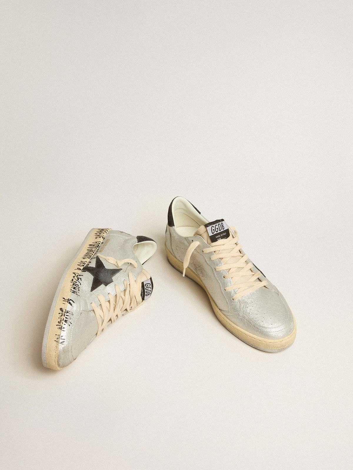 Golden Goose GGDB Ball Star LTD in silver leather with gray suede star and heel tab