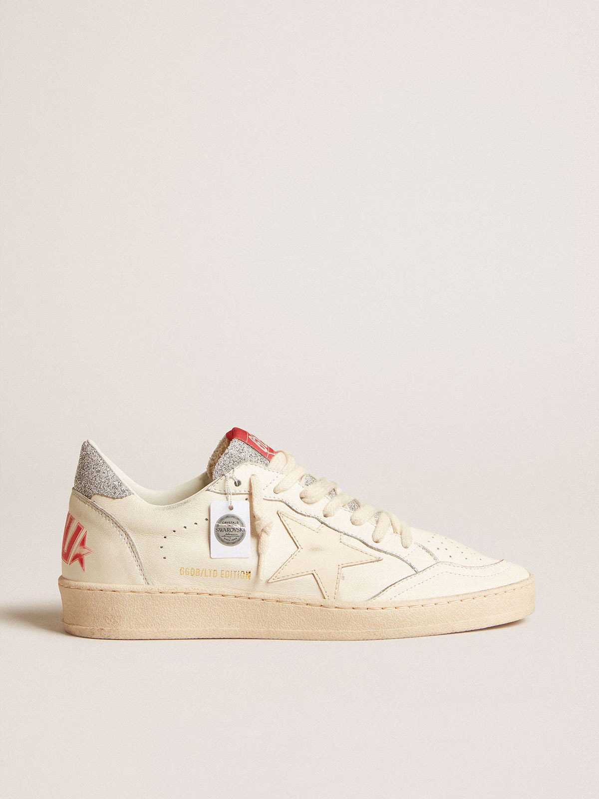 Golden Goose GGDB Men's Ball Star LTD in nappa with white star and Swarovski crystal heel tab