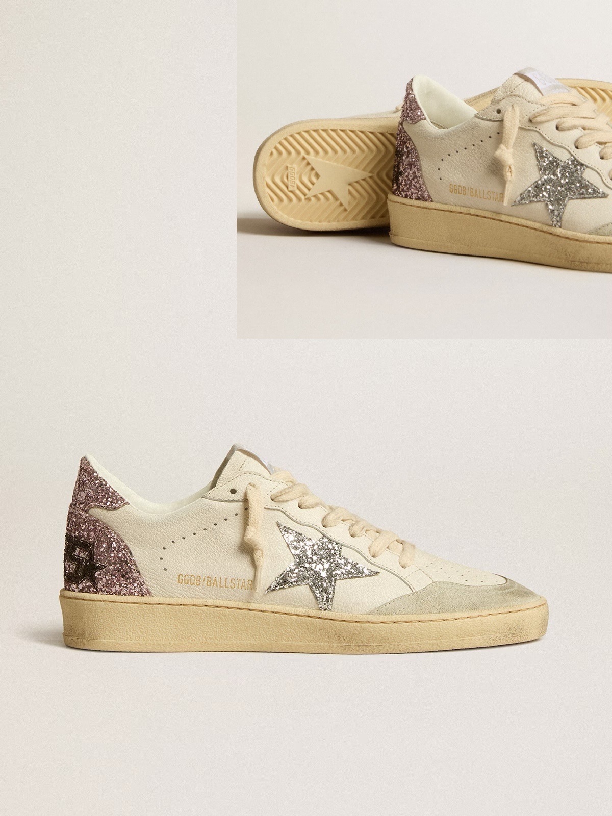 Golden Goose GGDB Ball Star in black mesh with black suede star