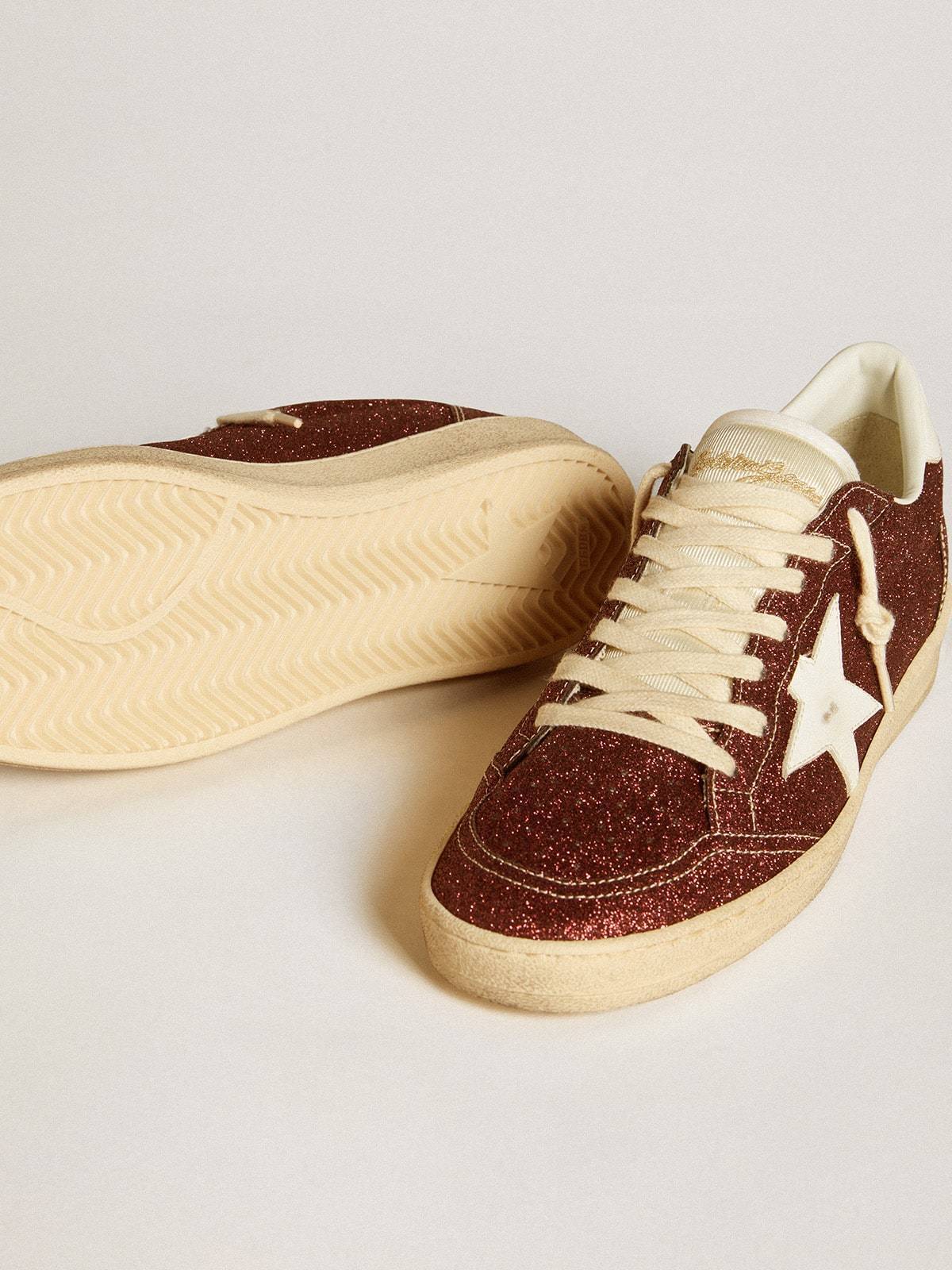 Golden Goose GGDB Ball Star in burgundy glitter with white leather star and heel tab