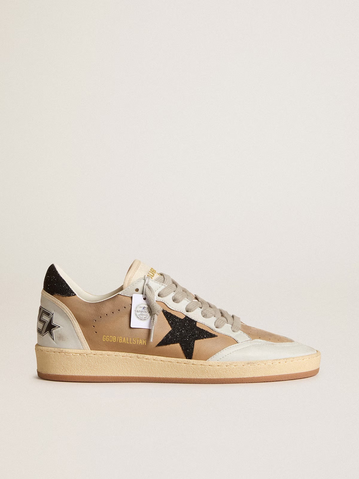 Golden Goose GGDB Women's Ball Star LAB in black nappa with studded black leather star