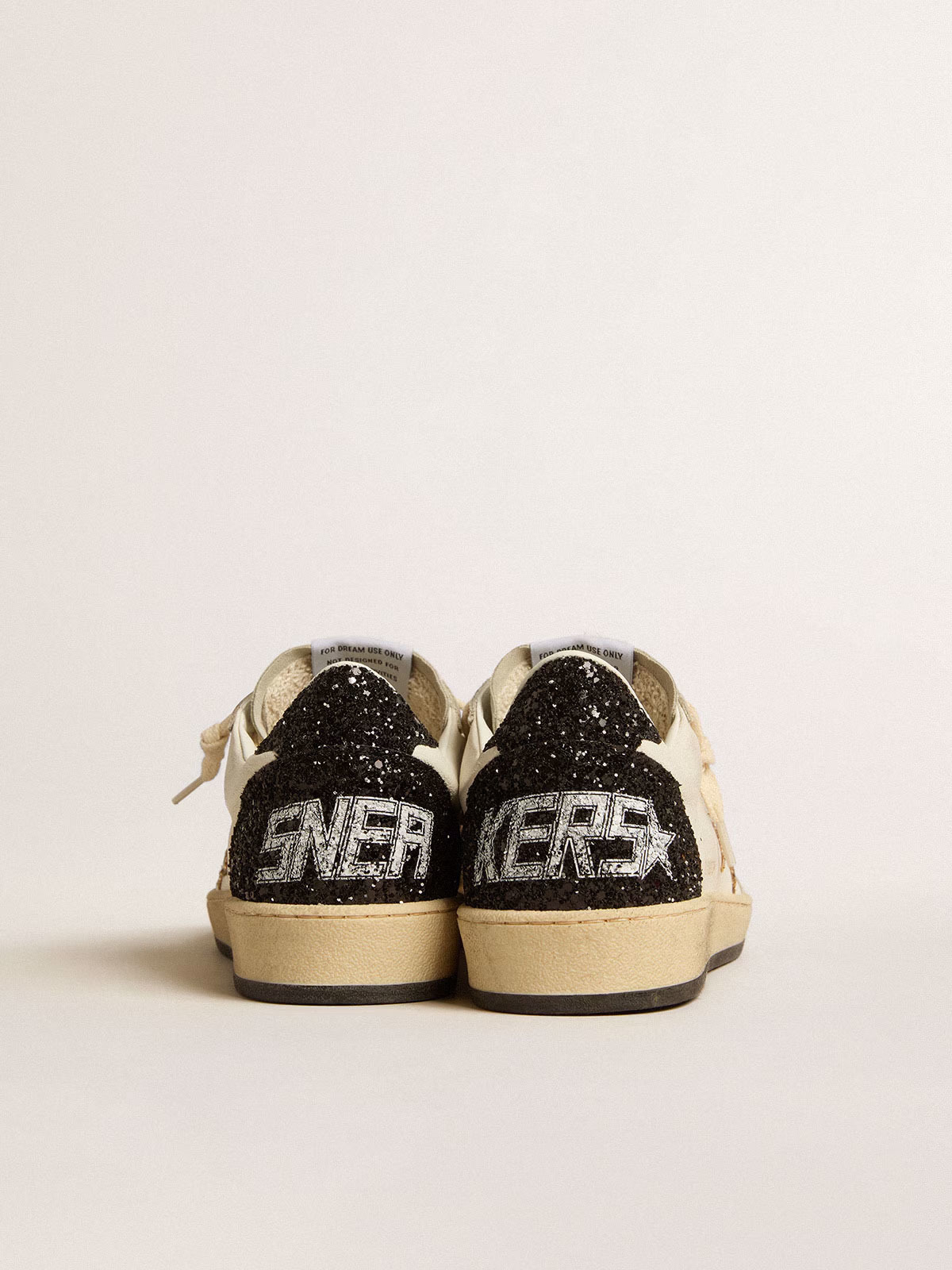 Golden Goose GGDB Ball Star in black nappa leather with black glitter star and suede heel tab