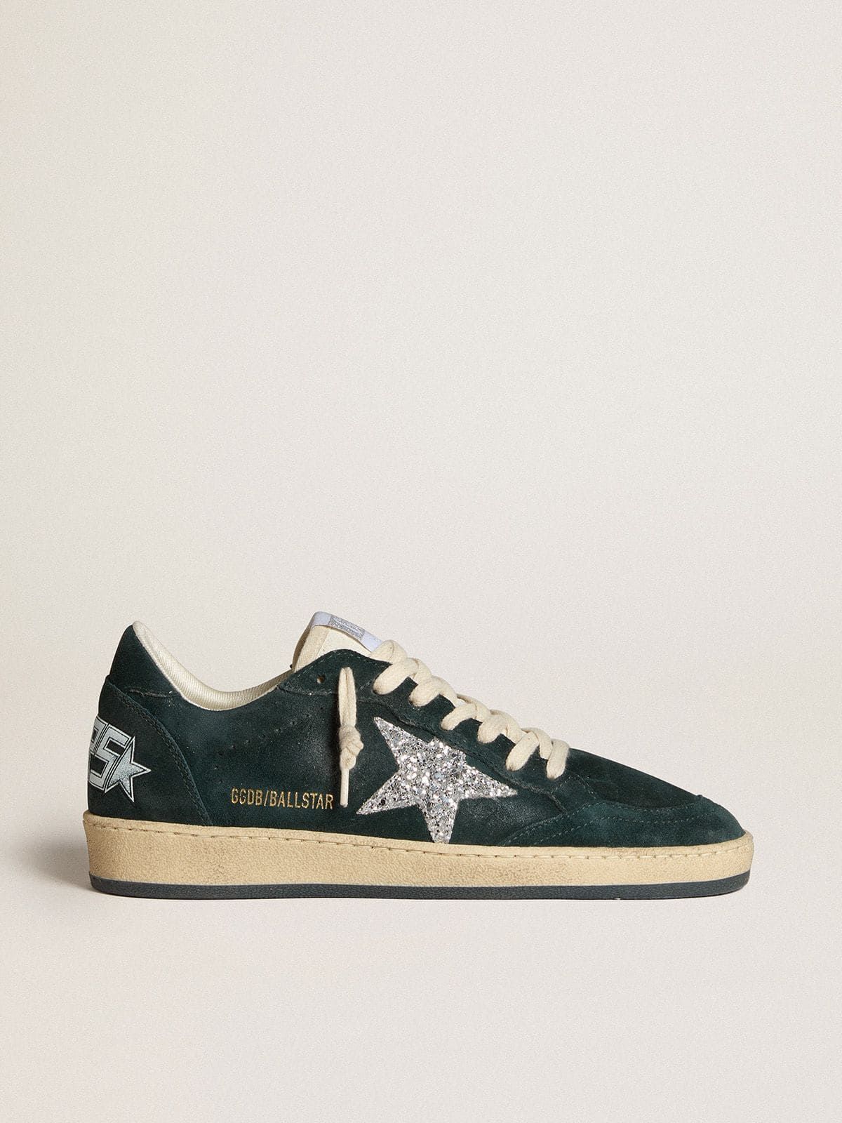 Golden Goose GGDB Ball Star in green suede with silver glitter star