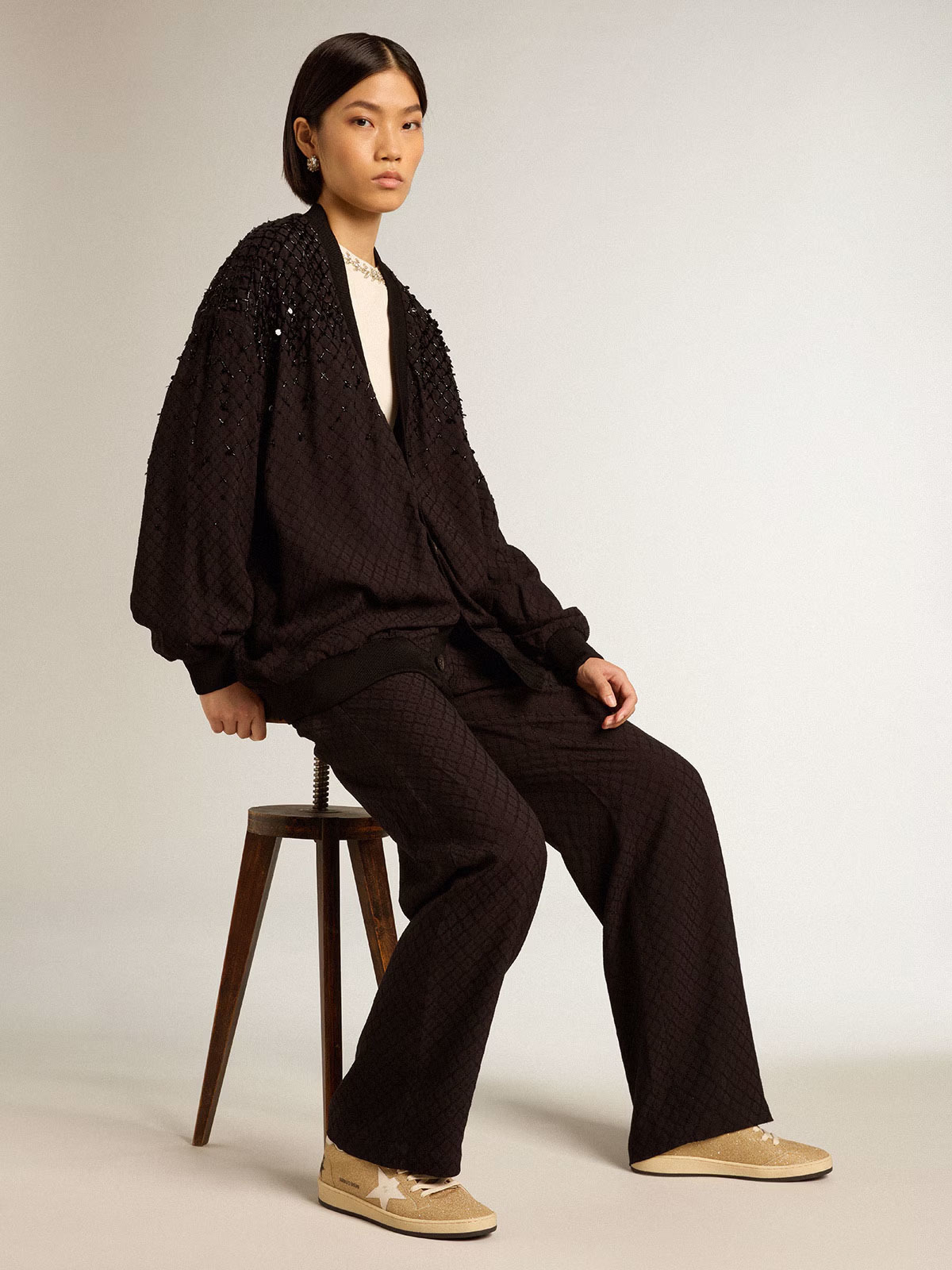 Golden Goose GGDB Women's Ball Star with leopard-print star embellished with Swarovski crystal