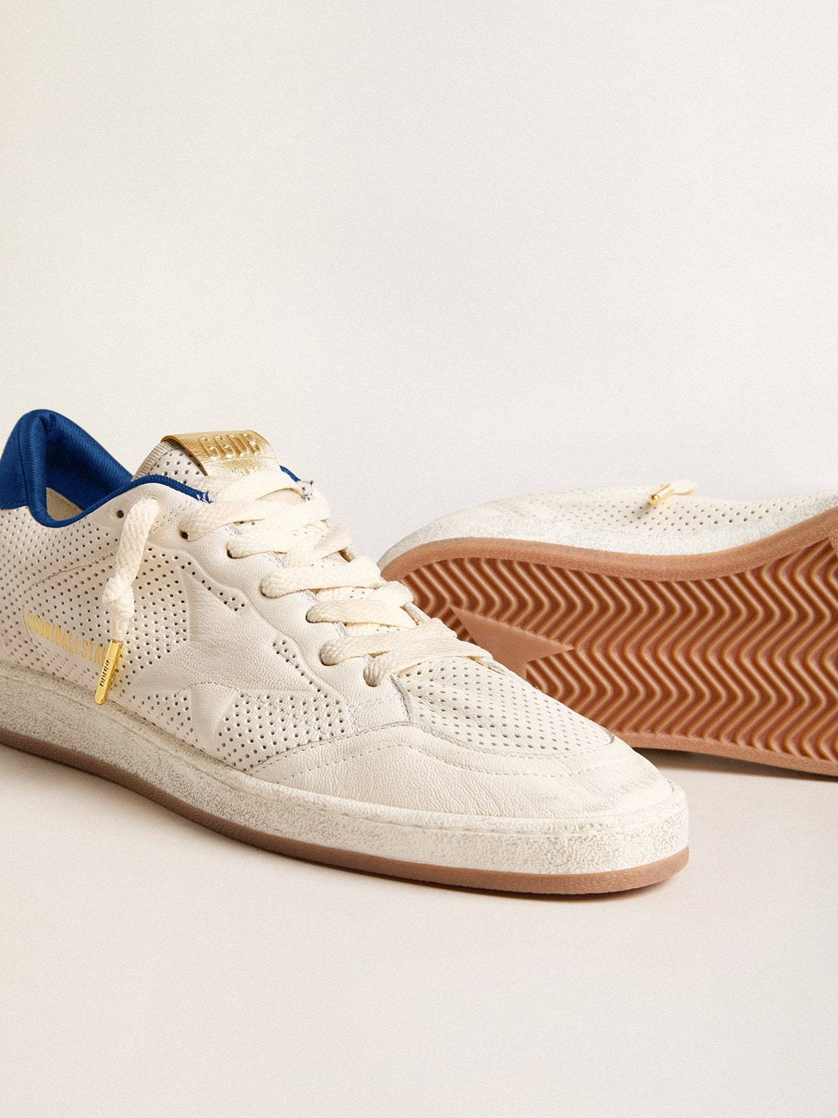 Golden Goose GGDB Ball Star in perforated nappa with white star and blue nylon heel tab