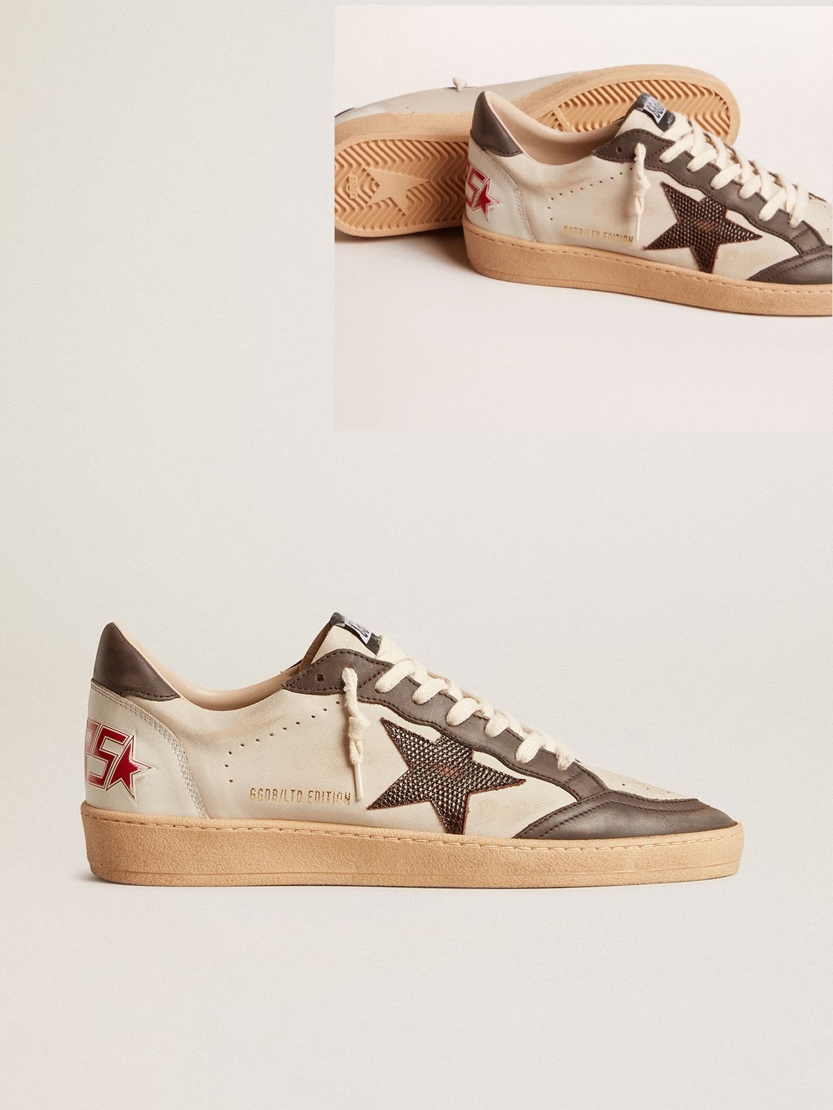 Golden Goose GGDB Ball Star LTD in nappa with brown star and gray leather heel tab