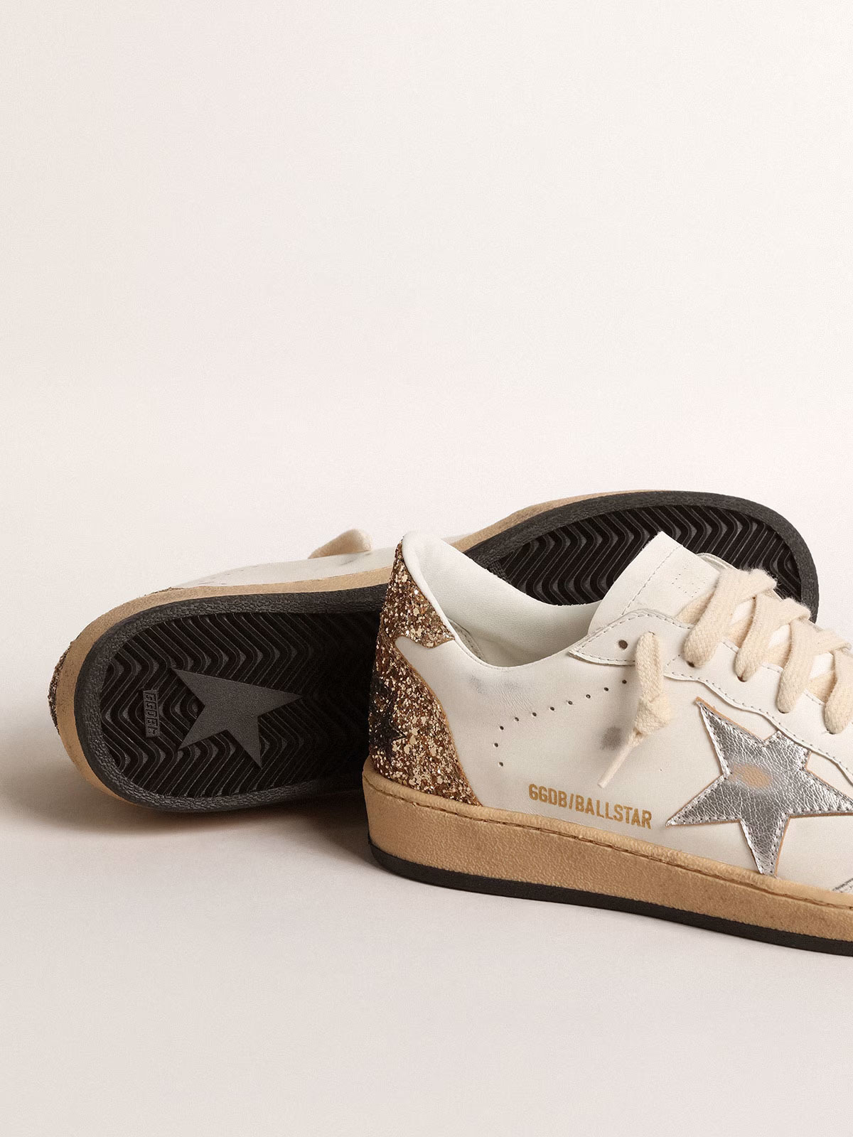 Golden Goose GGDB Ball Star with metallic leather star and glitter heel tab