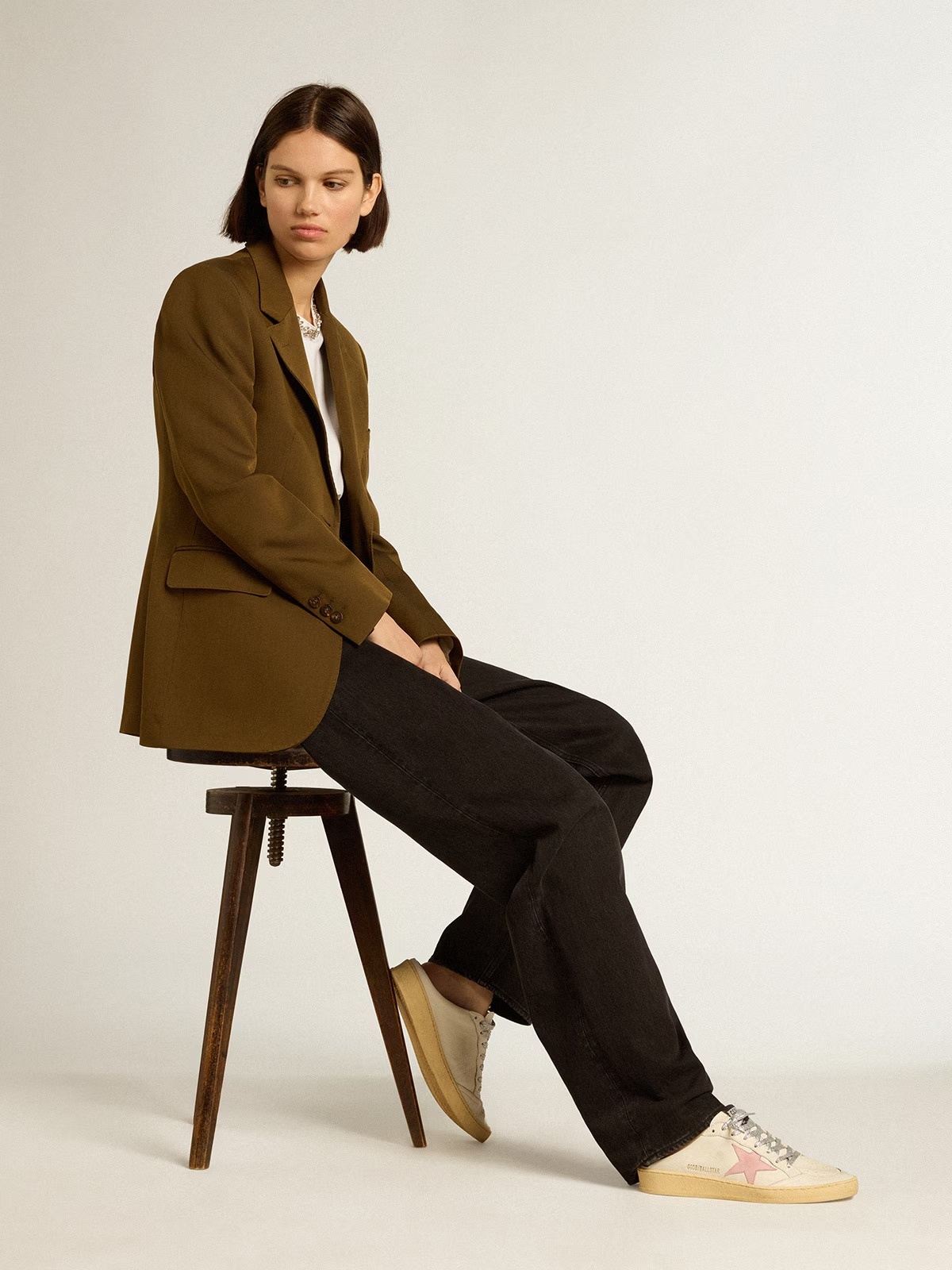 Golden Goose GGDB Ball Star Sabots with glitter star and shearling lining