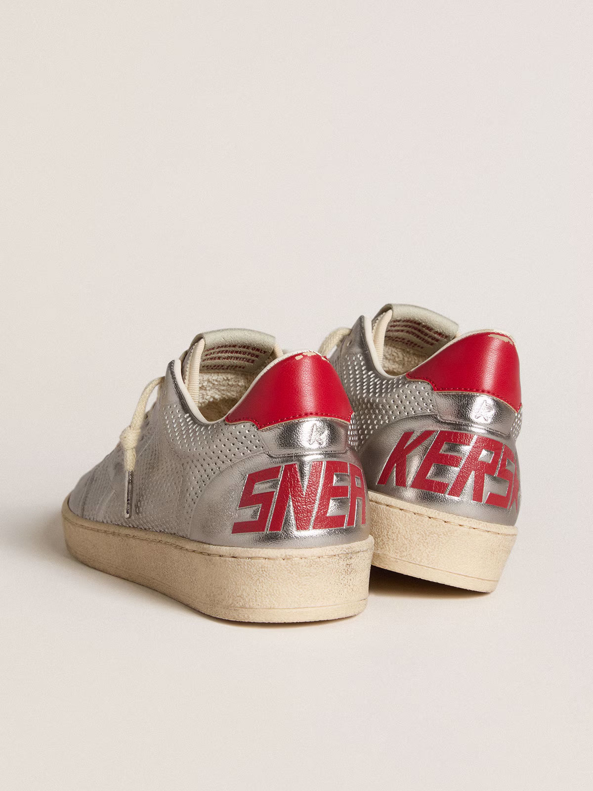 Golden Goose GGDB Bio-based Ball Star in metallic silver with silver star and red heel tab