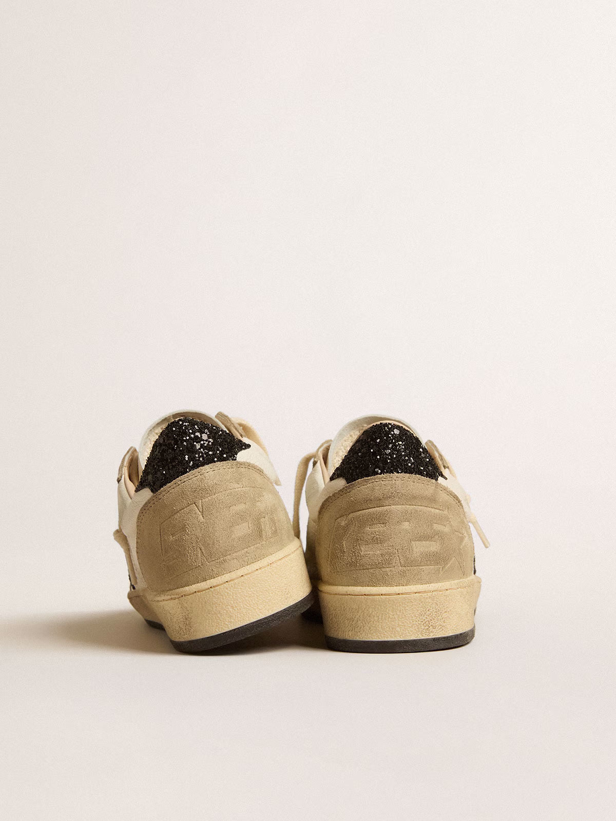 Golden Goose GGDB Ball Star in nappa and suede with black glitter star and heel tab