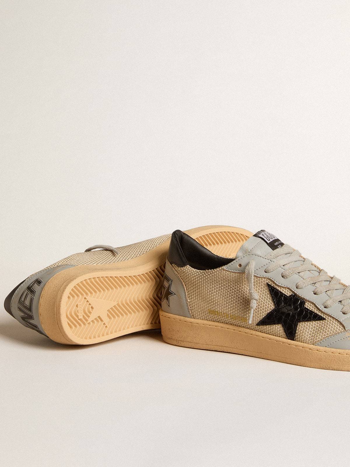 Golden Goose GGDB Men's Ball Star LTD in beige mesh with croc-print leather star and nappa inserts