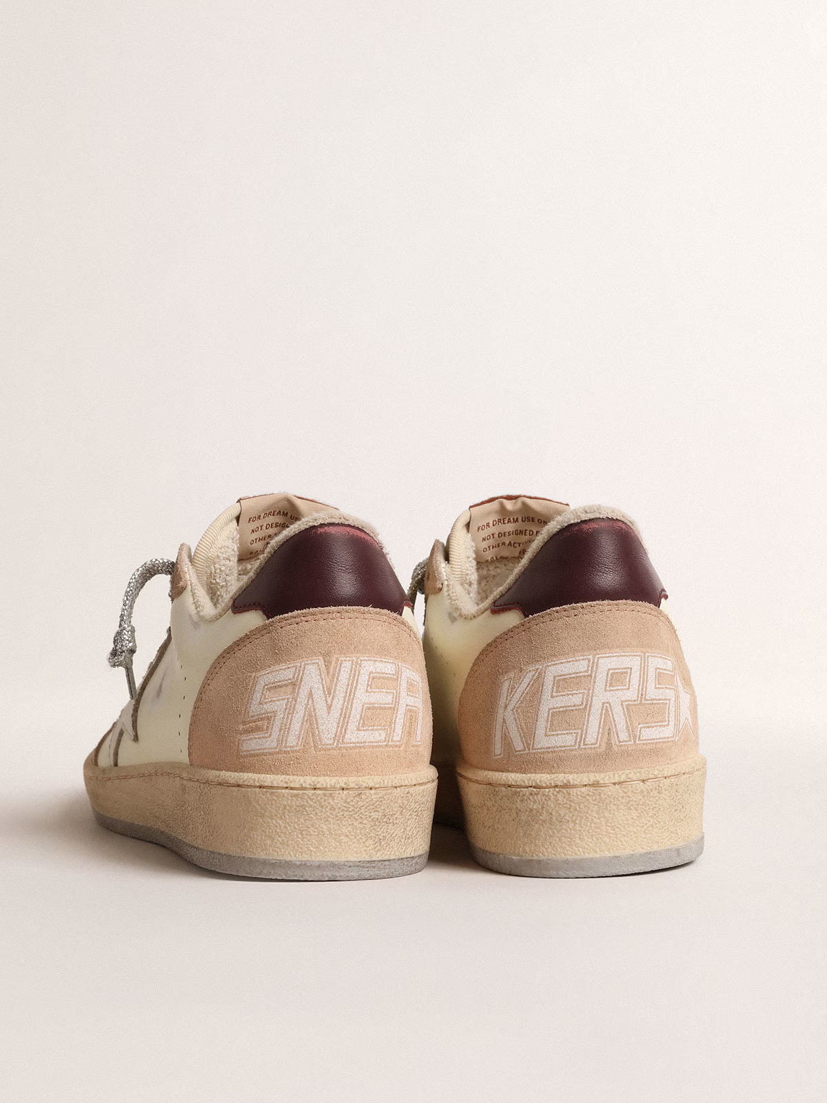 Golden Goose GGDB Women's Ball Star LTD with white star and burgundy leather heel tab