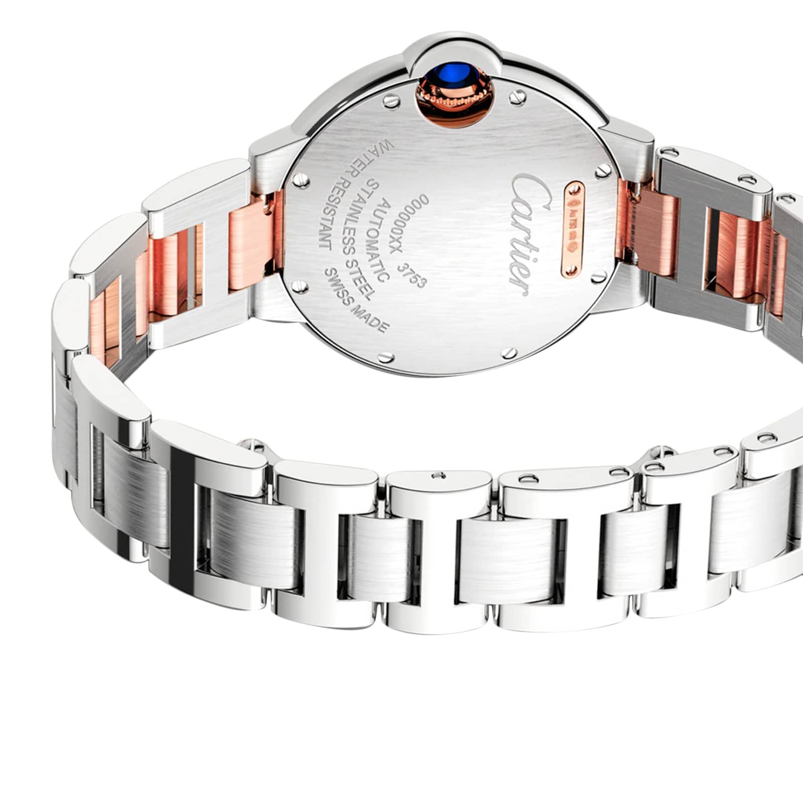 Cartier Ballon Bleu de Cartier watch, 33 mm, mechanical movement with automatic winding. Steel case, rose gold-P17311142