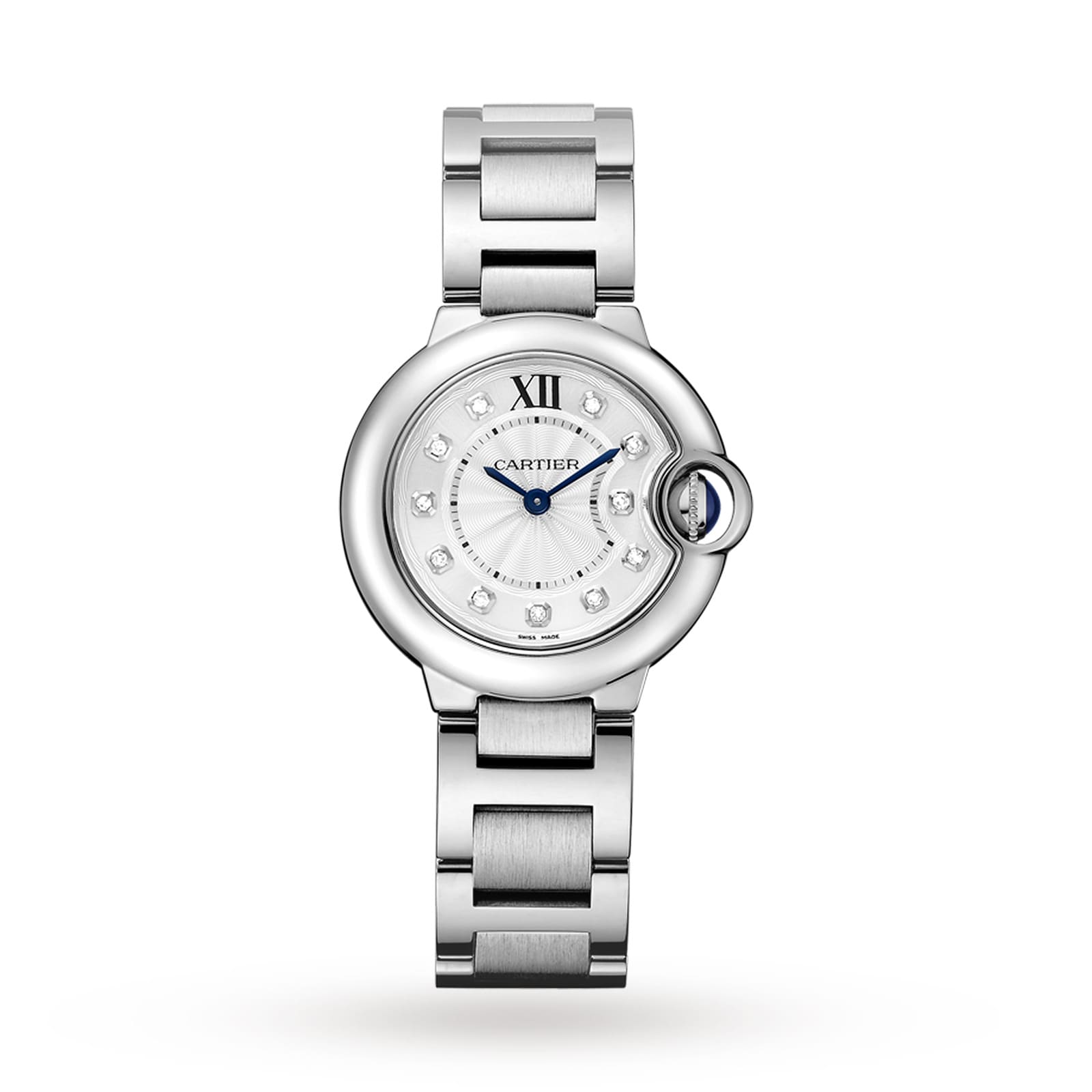 Cartier Ballon Bleu De Cartier Watch 28mm, Quartz Movement, Steel, Diamonds-P17310729