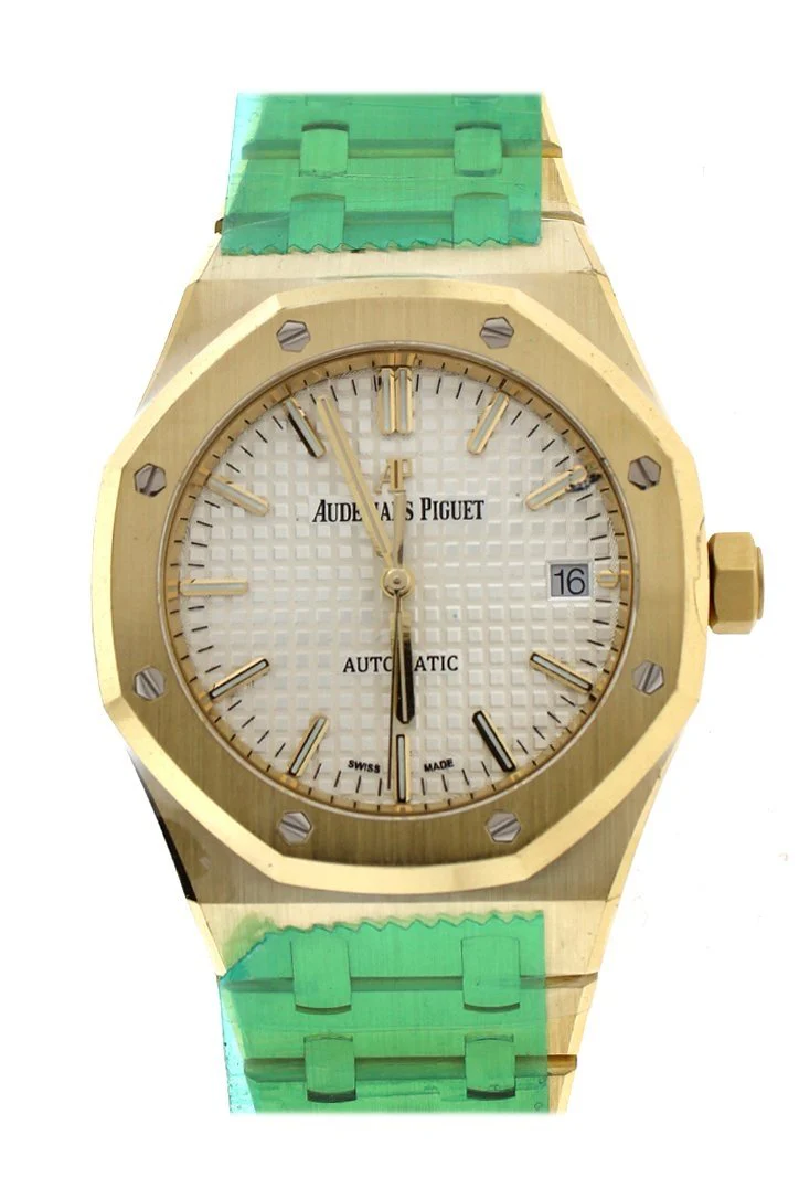 AUDEMARS PIGUET Royal Oak Silver Dial Automatic 18 Carat Yellow Gold Ladies Watch 15450BA.OO.1256BA.01
