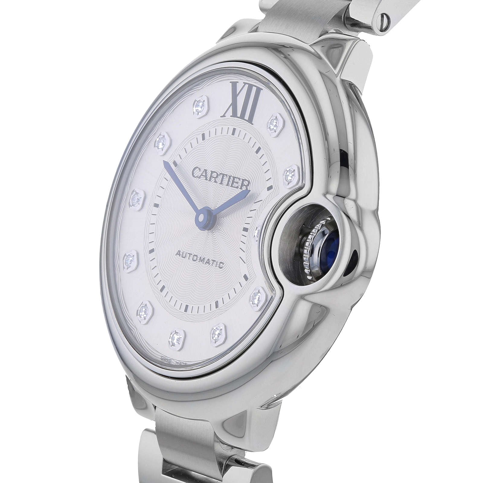 Cartier Ballon Bleu De Cartier Watch 33mm, Automatic Movement, Steel, Diamonds-P17310731
