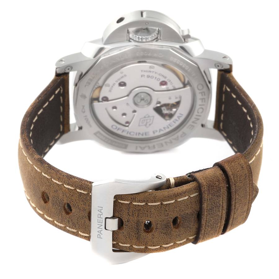 Panerai Luminor 3 Day Brown Leather White Dial Watch PAM01523