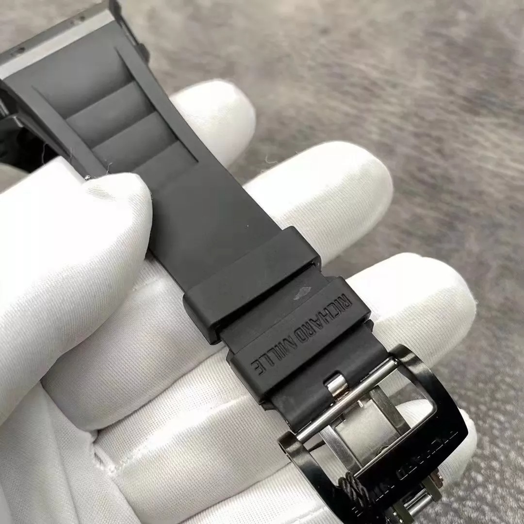 RM055 Skeleton Black Rubber Strap 42mm