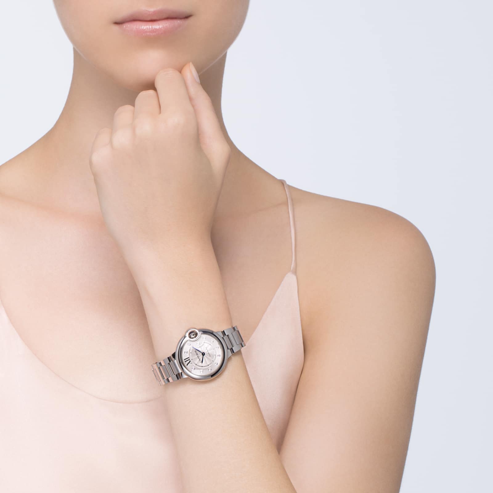 Cartier Ballon Bleu De Cartier Watch 33mm, Automatic Movement, Steel, Diamonds-P17310731