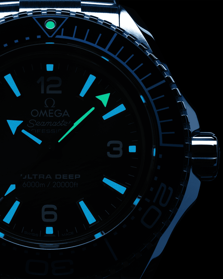Omega Seamaster Planet Ocean 6000M 45.5 mm, O‑MEGASTEEL on O‑MEGASTEEL