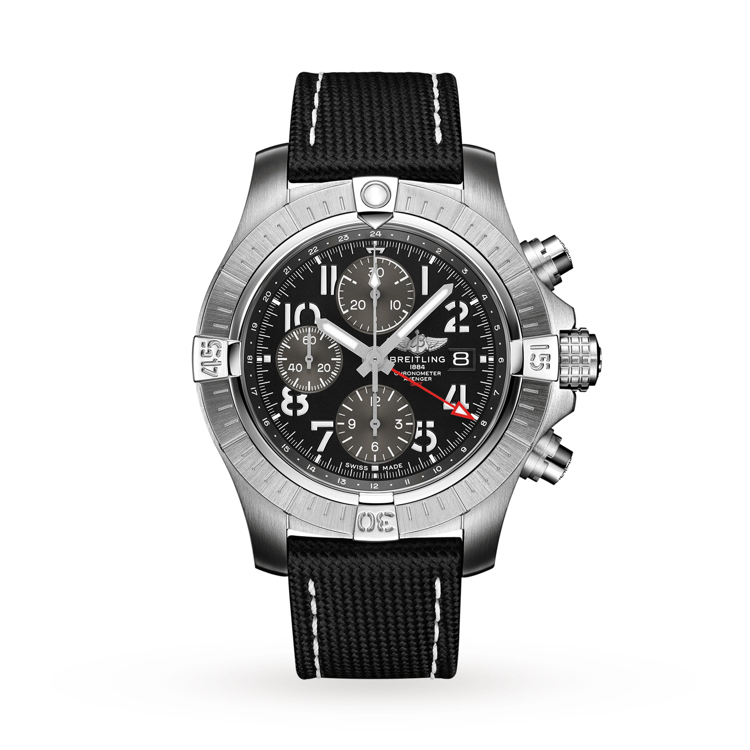 Breitling Avenger Chronograph GMT 45mm Mens Watch Leather-P17532201
