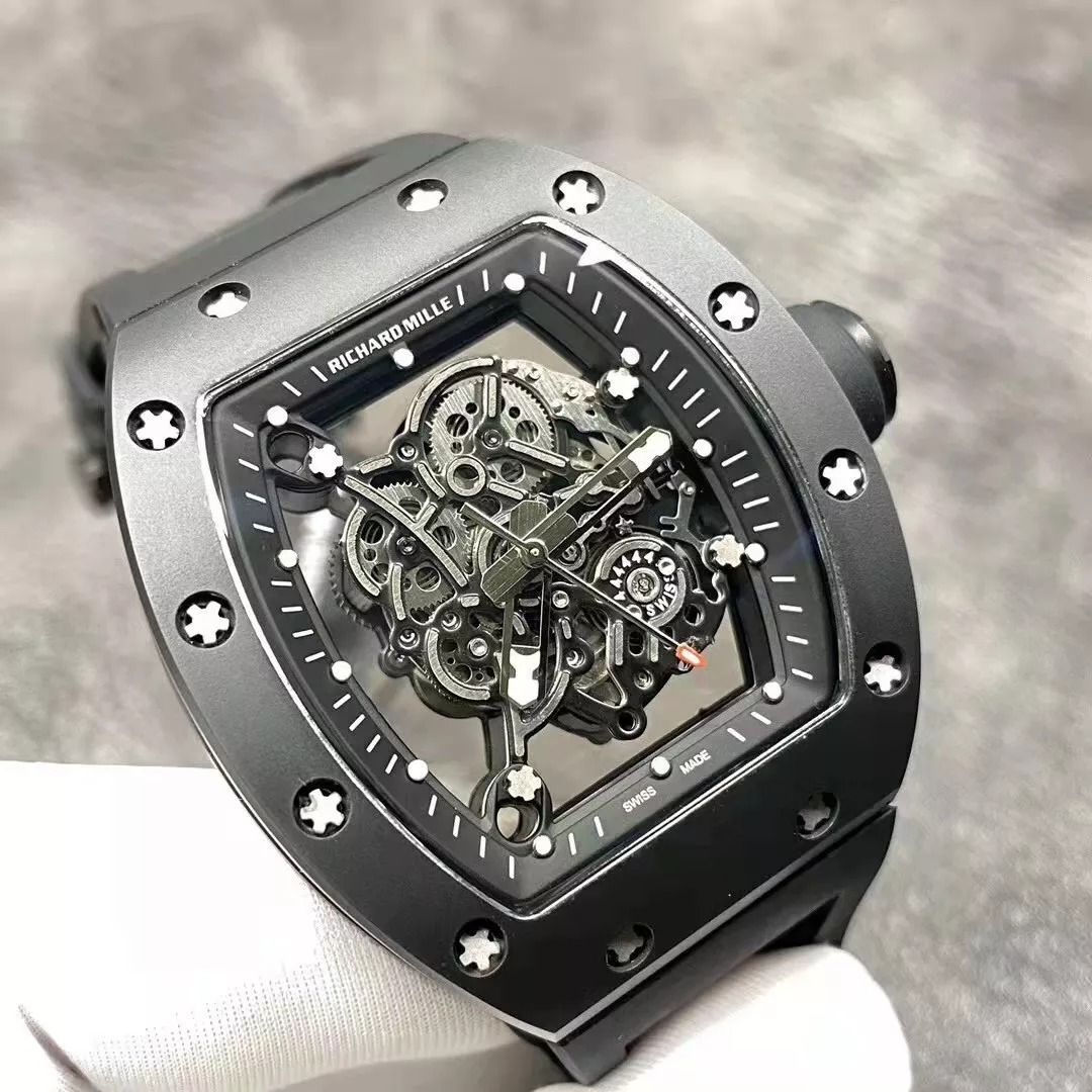 RM055 Skeleton Black Rubber Strap 42mm