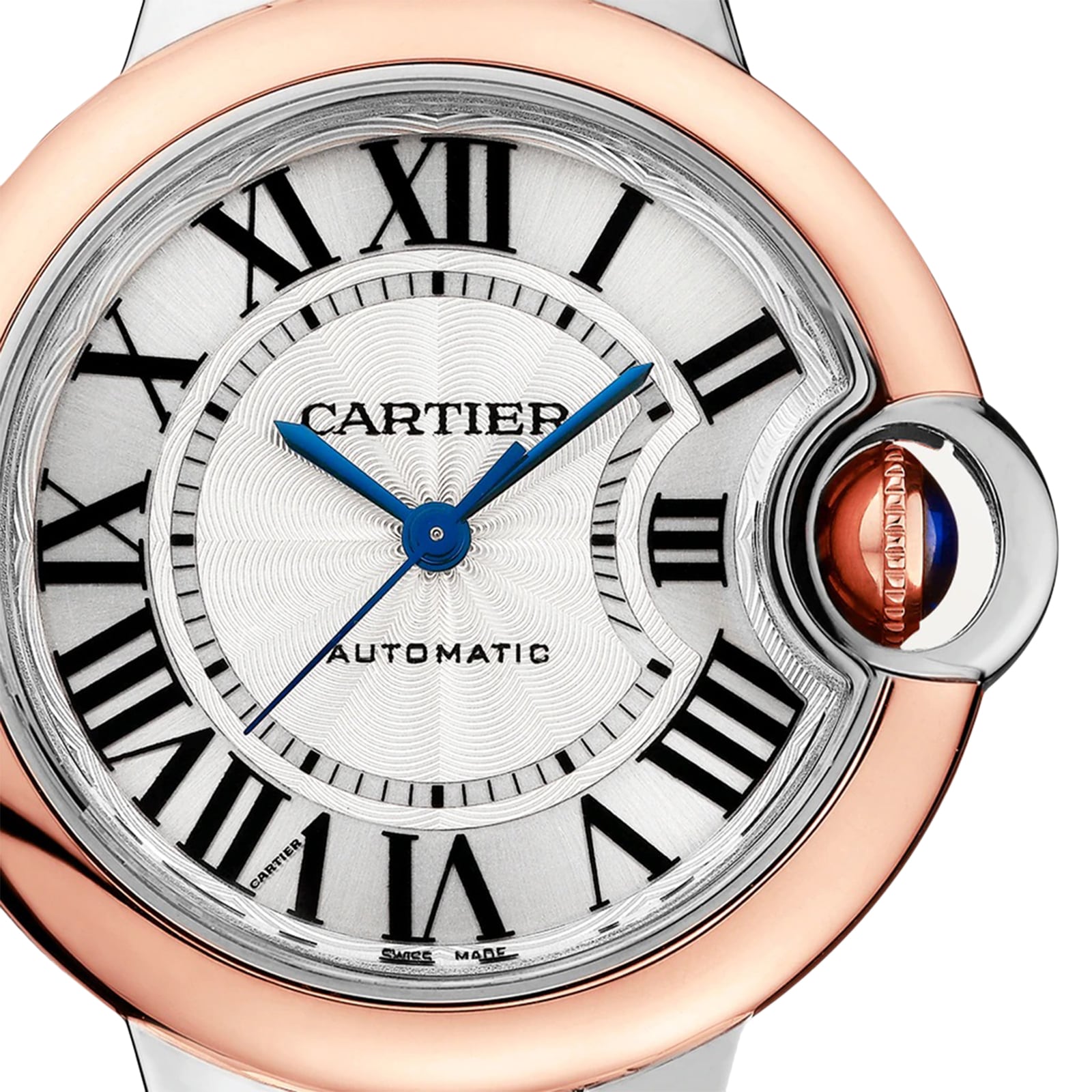 Cartier Ballon Bleu de Cartier watch, 33 mm, mechanical movement with automatic winding. Steel case, rose gold-P17311142