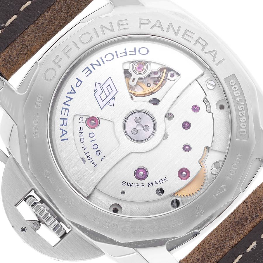 Panerai Luminor 3 Day Brown Leather White Dial Watch PAM01523