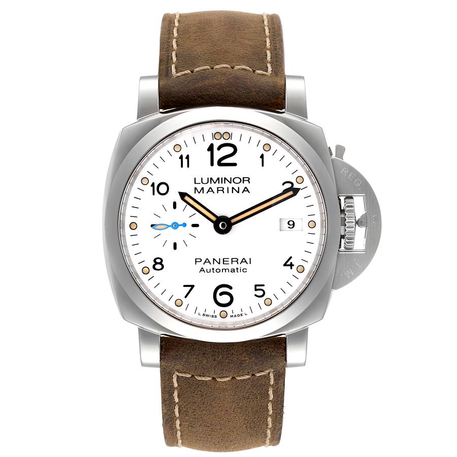 Panerai Luminor 3 Day Brown Leather White Dial Watch PAM01523
