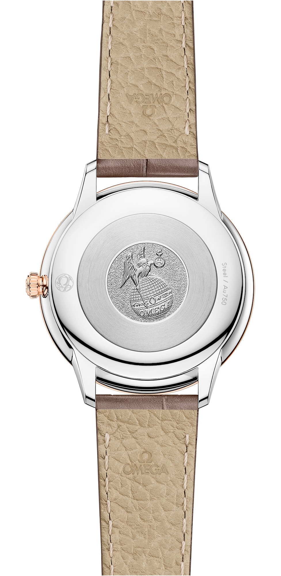 2025 Omega 434.23.30.60.52.001 De Ville Prestige 30mm Steel Sedna Gold on Leather Strap