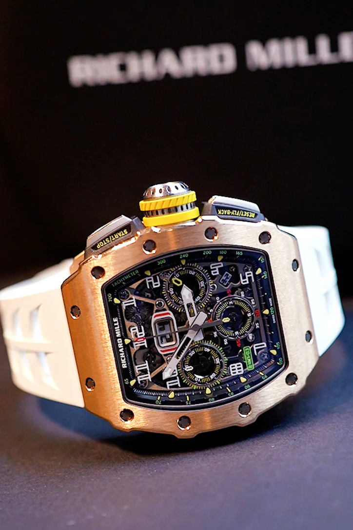 Richard Mille Flyback Chronograph Transparent Dial Rose Gold Men's Watch RM11-03