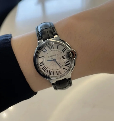 Cartier Ballon Bleu de Cartier watch, 42 mm, steel, leather-P17311139