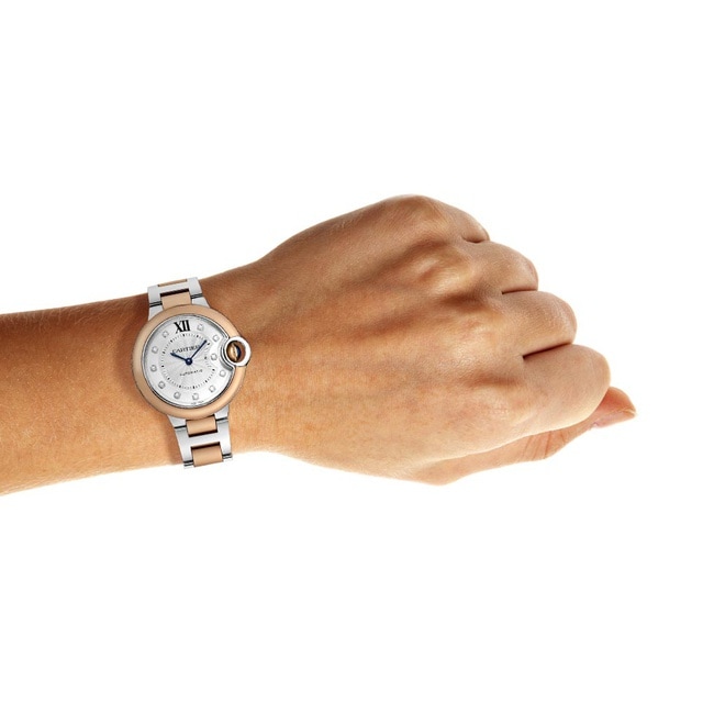 Cartier Ballon Bleu De Cartier Watch 33mm, Automatic Movement, Pink Gold, Steel, Diamonds-P17310877