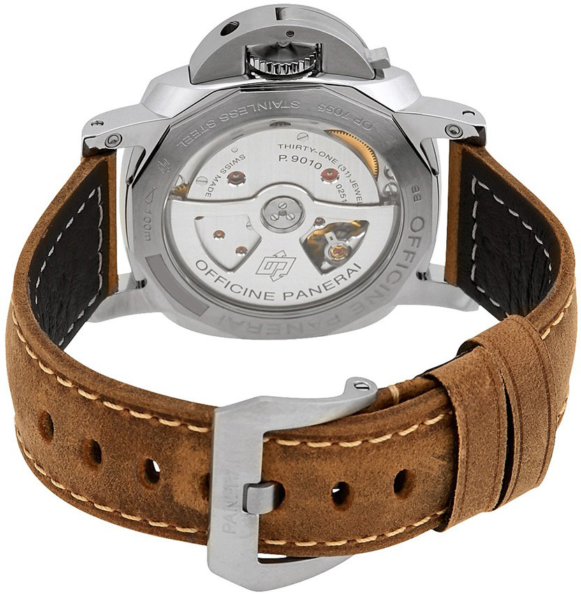 Panerai Luminor 3 Day Brown Leather White Dial Watch PAM01499