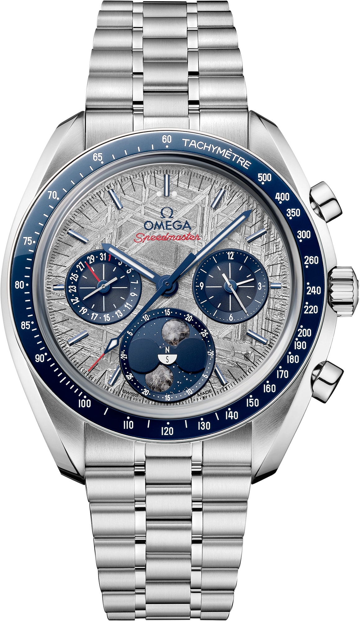 2025 Omega Speedmaster Moonphase Meteorite Blue and Grey 304.30.43.52.06.001