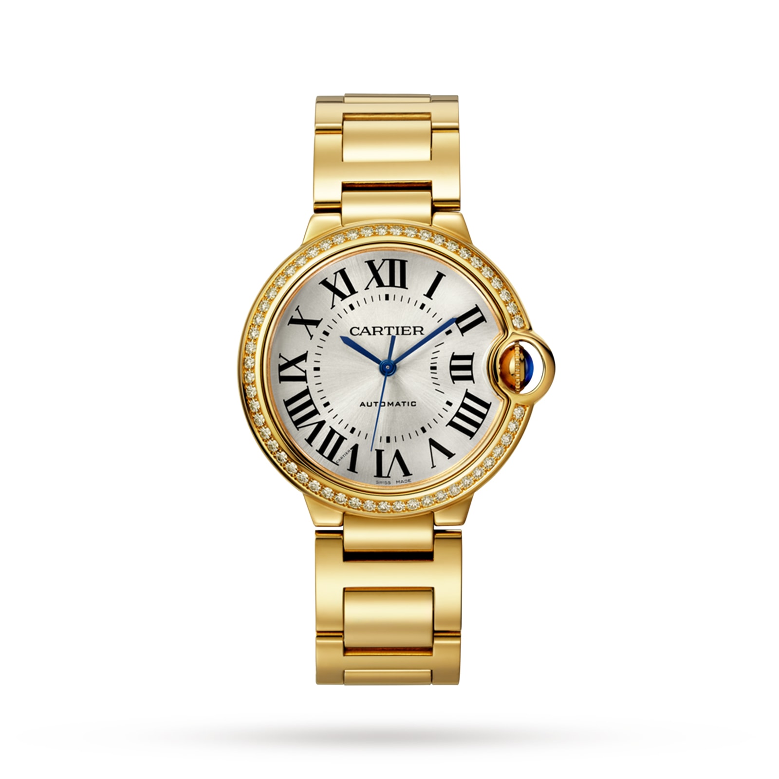 Cartier Ballon Bleu de Cartier Watch 33mm, Mechanical Movement With Automatic Winding, Yellow Gold, Diamonds-P17311346