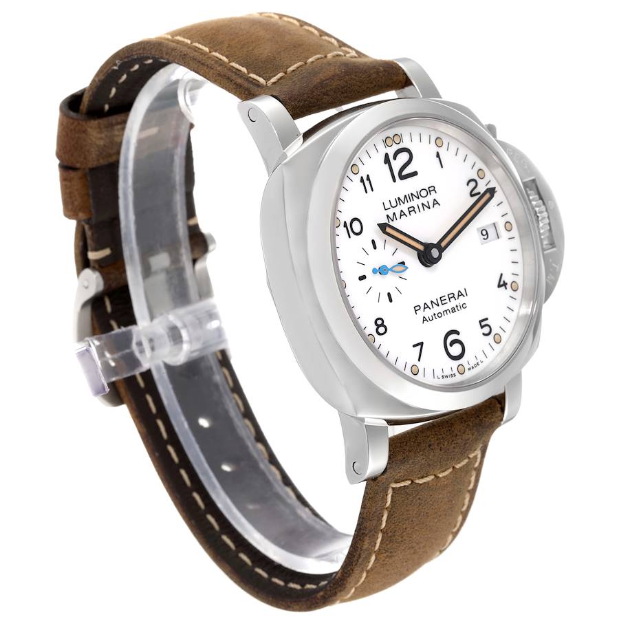 Panerai Luminor 3 Day Brown Leather White Dial Watch PAM01523