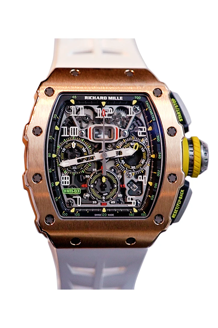 Richard Mille Flyback Chronograph Transparent Dial Rose Gold Men's Watch RM11-03