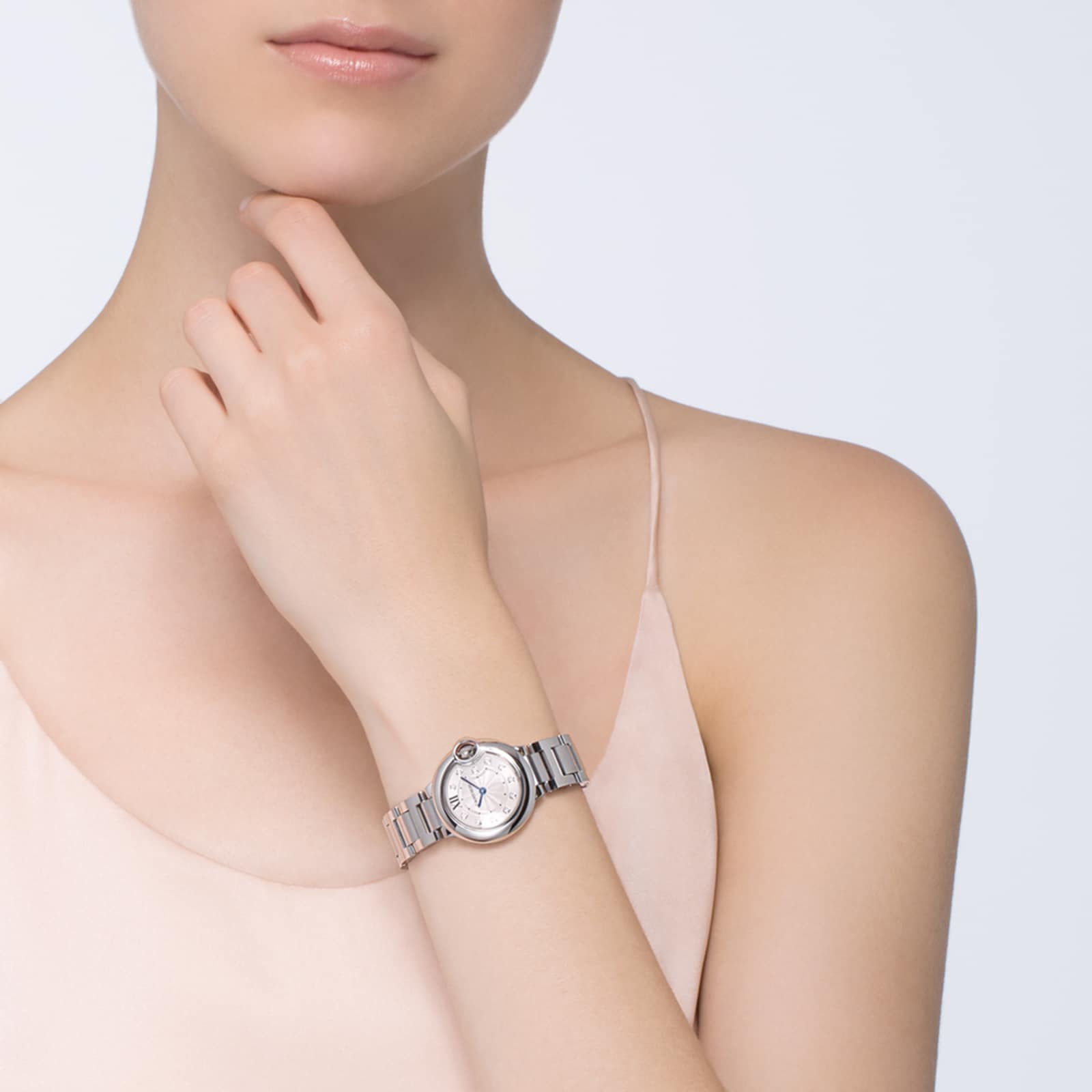 Cartier Ballon Bleu De Cartier Watch 28mm, Quartz Movement, Steel, Diamonds-P17310729