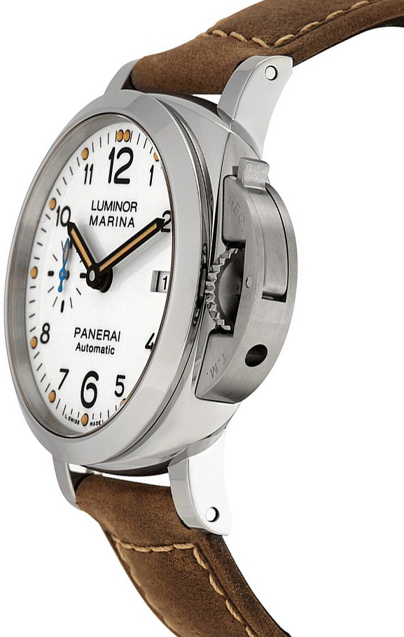 Panerai Luminor 3 Day Brown Leather White Dial Watch PAM01499