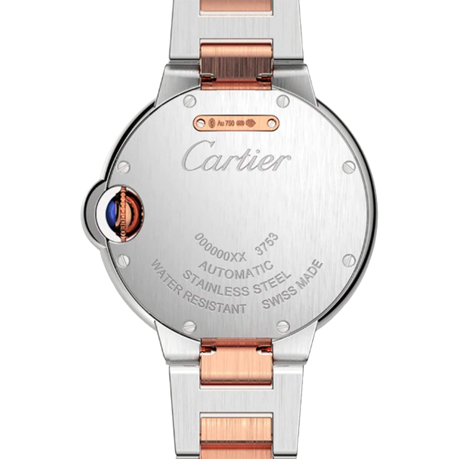 Cartier Ballon Bleu de Cartier watch, 33 mm, mechanical movement with automatic winding. Steel case, rose gold-P17311144