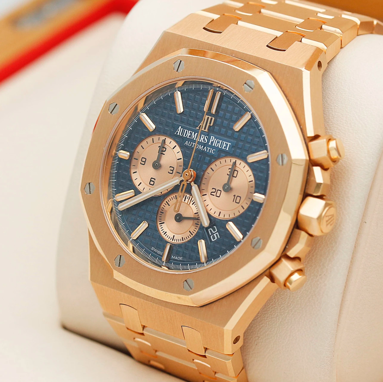 Audemars Piguet Royal Oak 41mm Blue Dial 18K pink gold Bracelet Men's Watch 26331OR.OO.1220OR.01 DCM