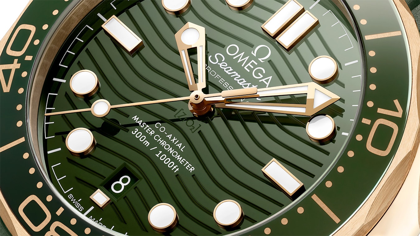 2025 Omega Seamaster Diver 300M Moonshine Gold Green Dial on Rubber Strap