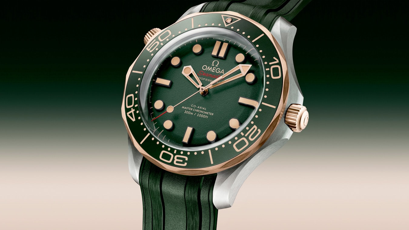 2025 Omega 210.92.42.20.10.001 Seamaster Diver 300M Green Dial Titanium Bronze Gold on Rubber