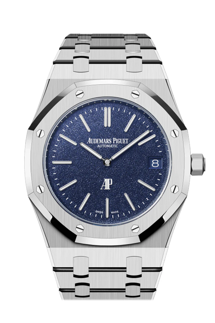 Audemars Piguet Royal Oak Jumbo Extra Thin White Gold Grainy Blue Dial Watch 16202BC.OO.1240BC.02
