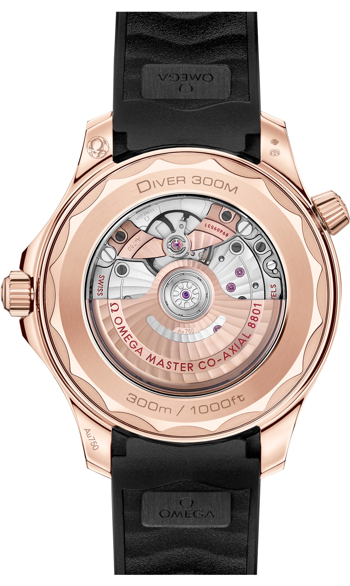 2025 Omega Seamaster Diver 300M Moonshine Gold Black Dial on Rubber Strap